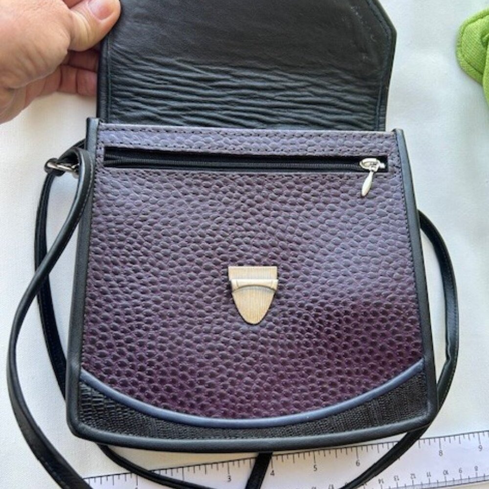 ROCHE LEATHER COMPANY Aubergine Purple Berkeley BAG - Picture 12 of 13